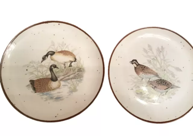 Vintage Andrea By Sadek Game Birds Freckles Stoneware Salad Replacement plates