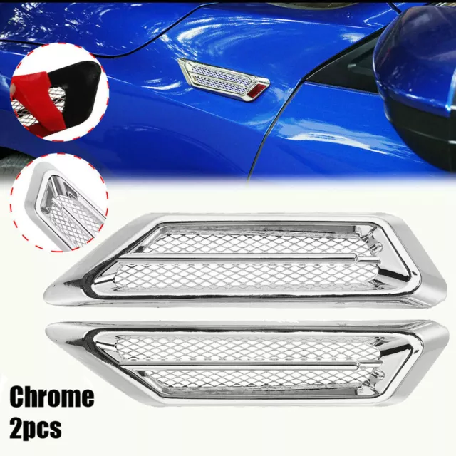 2x Plastic Chrome Car Air Flow Fender Side Vent Decoration Stickers Accessories