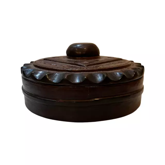 Stunning African Brown Leather Trinket Box Hand-Stretched and Intricately Design 2