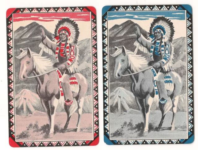 2 Vintage Swap Playing Cards Horse Horses Native American Indians