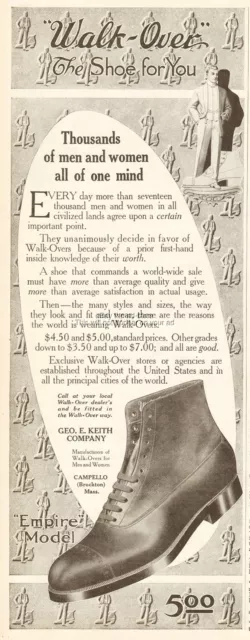 1912 Geo E Keith Co Campello Brockton MA Walk-Over Empire Shoes Footwear Ad