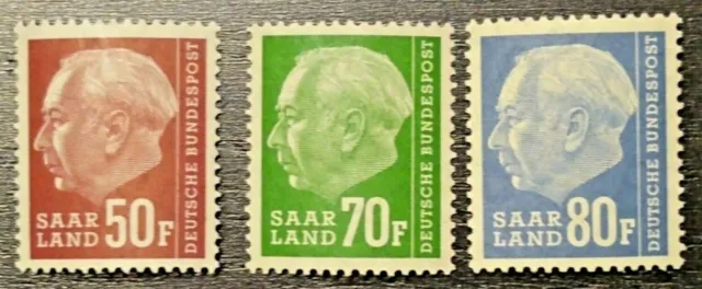 Saarland OPD Saarbrücken 1957 "Theodor Heuss (II)" MiNr. 422 - 424 pfr. **
