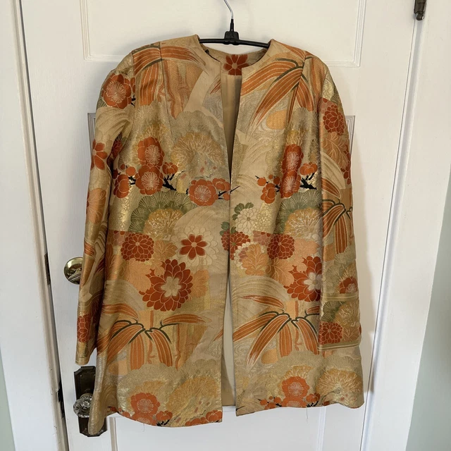 Vtg Chinese swing Coat jacket silk brocade lined