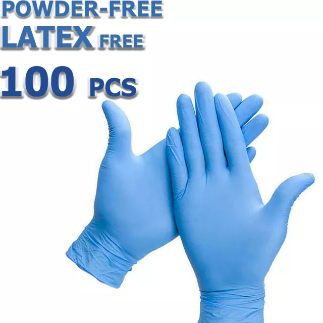 100 Disposable Powder Free Latex Free Clear& Blue Vinyl Gloves MEDIUM