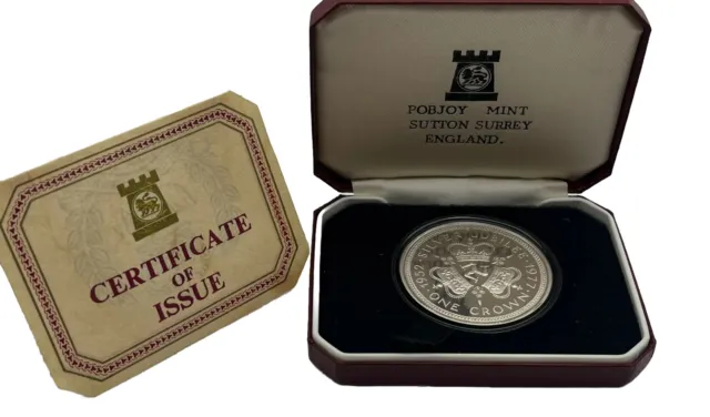 Isle Of Man Solid Silver Jubilee One 1 Crown 1977 Coin Boxed Coa