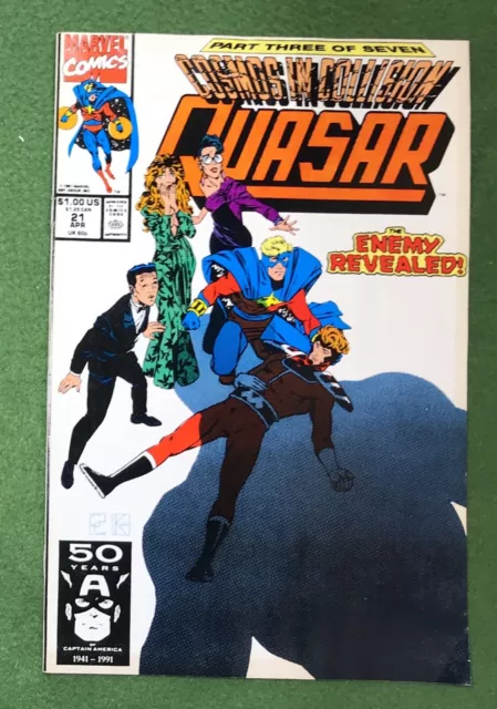 Quasar #21 Marvel Comics Copper Age Cosmic Avenger 1991 space hero vf
