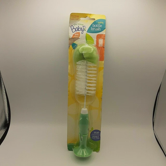 Baby Bottle Brush FLP 6012 Dual Cleaning Sponge & Brush Suction Cup Easy Storage