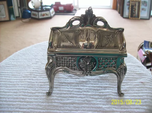 French Louis XV Style Silver Plated Antique Miniature Bureau Secretary 3