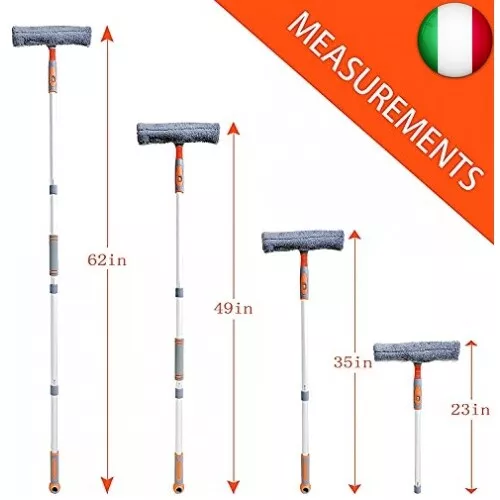 lavavetri professionale 2 in 1, con asta di prolunga, sistema di lavaggio per 3