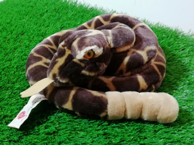 PLUSH TOY SNAKE Python Kids Toy Rattle tail keel toys coiled brown £14. ...