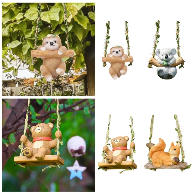 JARPSIRY Schaukeltiere Gartenfiguren - Pandas & Tierfiguren Aus Kunstharz Für Außenbereich