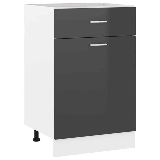 vidaXL Armoire de plancher tiroir Gris brillant 50x46x81,5cm Aggloméré