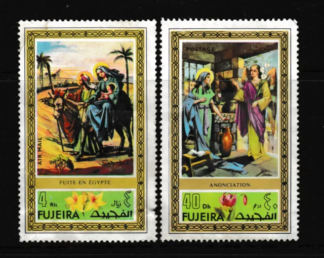 Set of 2 stamps, "BIBLICAL - ANNUNCIATION" FUJEIRA, UAE, 1971
