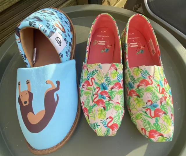 2x Schuhe TOMS & DEDOLES Slipper  Espadrille Hausschuh 37,5 Neuwertig! Flamingo