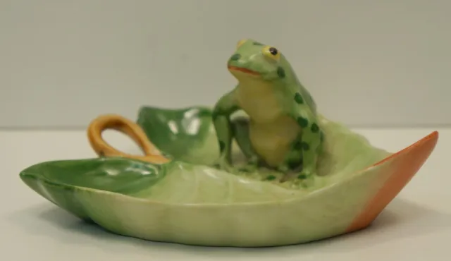 Art Nouveau Style Bowl Figurine Frog Wildlife Art Deco-German Style Porcelain