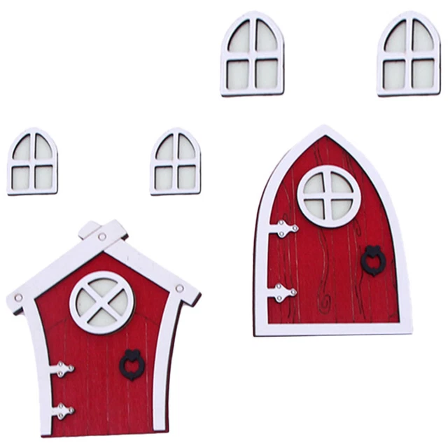 2 Sets Miniature Fairy Door Model Fluorescence Terrarium Decor Gnome Window Door