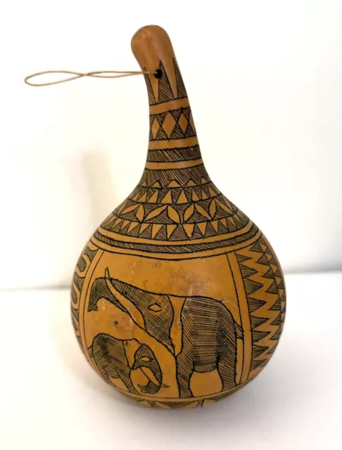 Natural Gourd Christmas Ornament With Safari Animals Zebra Elephant