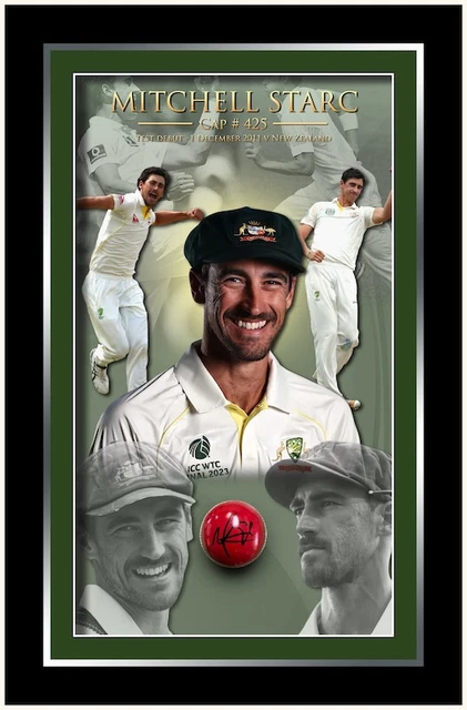 MITCHELL STARC SIGNED Cricket Ball Tribute Framed