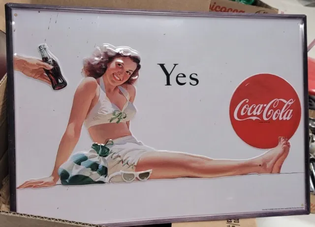 Targa coca cola in latta - Yes girl - Marylin Monroe
