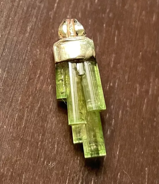 14K Solid Gold Tourmaline Crystal Cluster Necklace Pendant!
