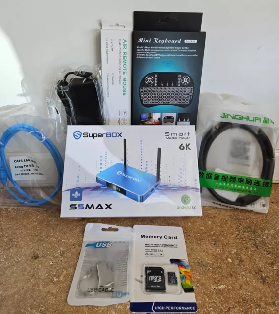 Superbox 6K Smart Media Player S5Max Android 12 With Extras New