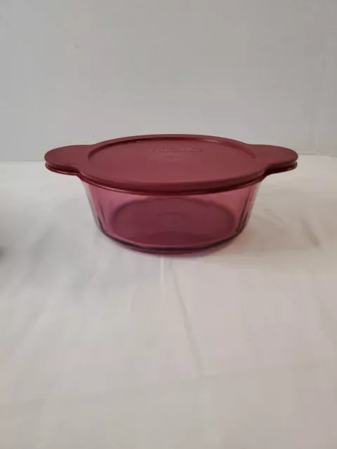 Vintage Pyrex Corning Ware 1148 Cranberry 1.5 QT Casserole Dish With Lid