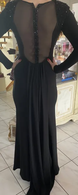 ESCADA Abendkleid schwarz Strass Meerjungfrau Elegant neuwertig  Schleppe DE 38