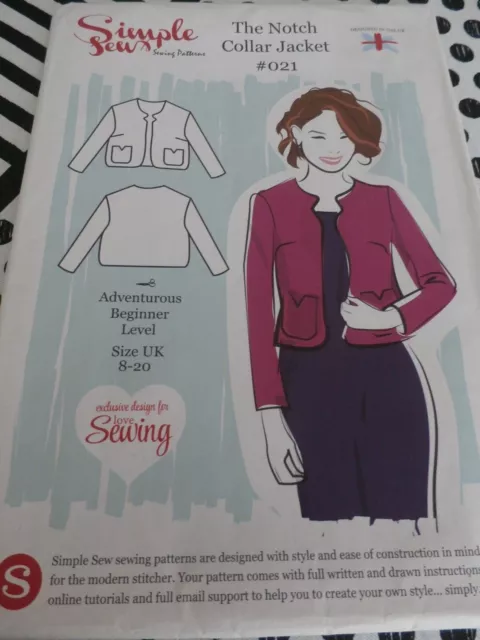 SIMPLE SEW NOTCH Collar Jacket Sewing Pattern Uncut 8-20 Uk Sizes $7.55 ...
