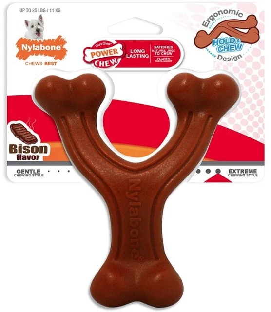 Nylabone Potencia para Morder Horquilla Perro Juguete Bison Sabor, Regular - 1