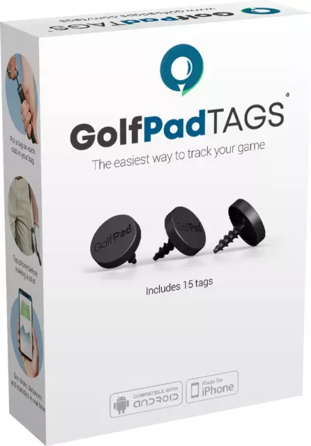 Golf Pad TAGS® - Automatic Shot Tracking System for Android/Iphone. Colour:Black