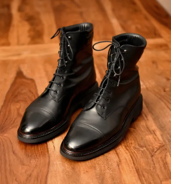 Combat Boots Robert Clergerie Elbie cuir noir 40,5 EU / 7,5 UK - TRÈS BON ÉTAT