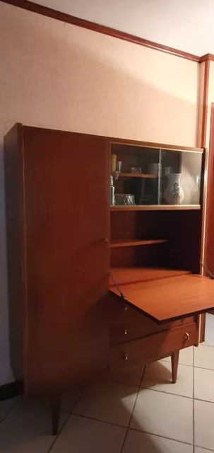 Bureau/secrétaire vintage années 60 en acajou bon état