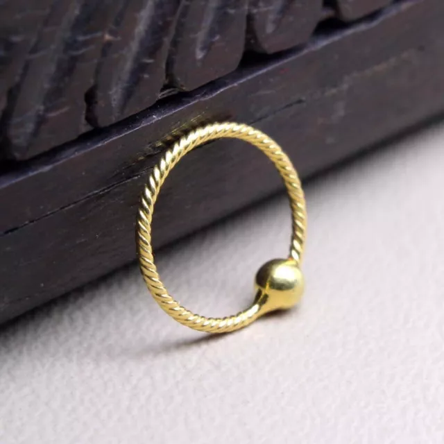 Asiatico Stile 14K Vero Oro Filo Stile Nath Naso Cerchio Anello per Donna