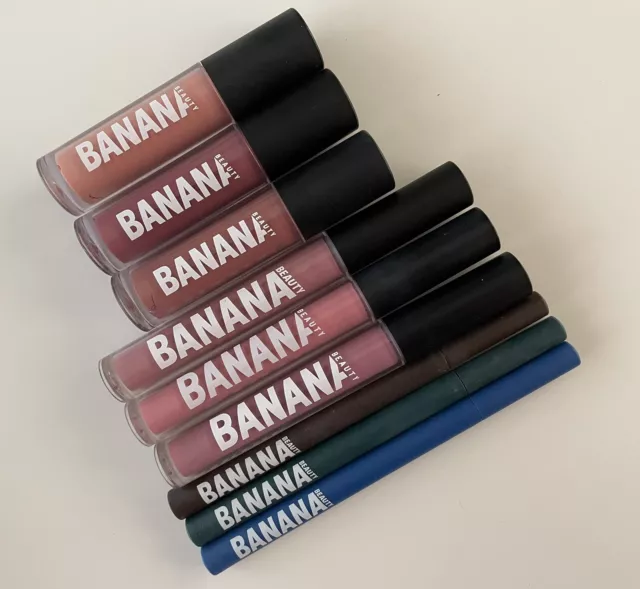 Banana Beauty Make Up Set 3x Liquid Lipstick 3x Eyeliner 3x Lipgloss