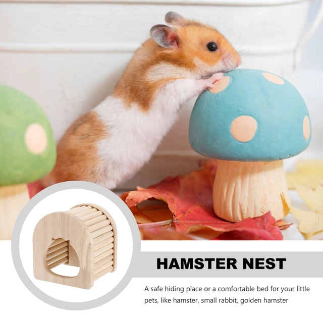 1pc Holz Hamster Hideout Holz Hamster Hütte Komfortable Pet Hideaway 7