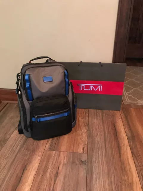 New TUMI Search Backpack Large in Gray and Blue