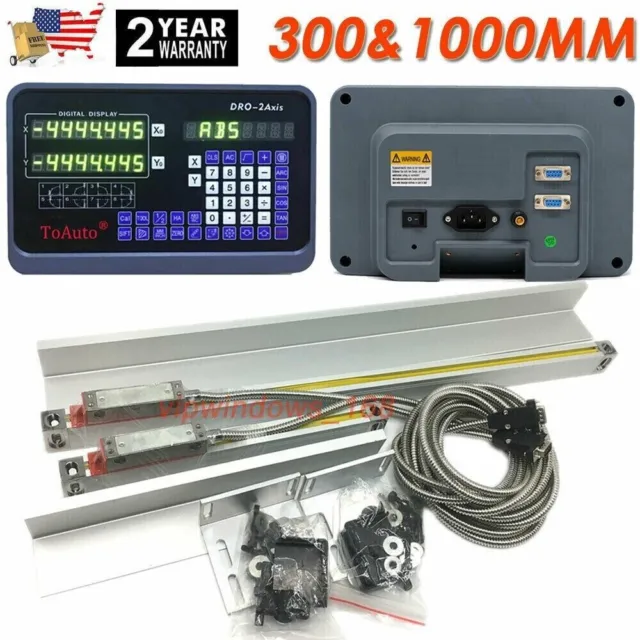 12" 40" TTL Linear Scale 2Axis Digital Readout DRO Display Kit Milling Lathe