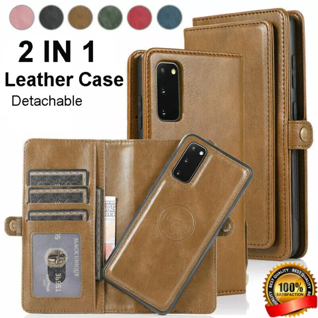 Coque Pour Samsung S23 S22 S21 S20 Note20 étui portefeuille en cuir détachable