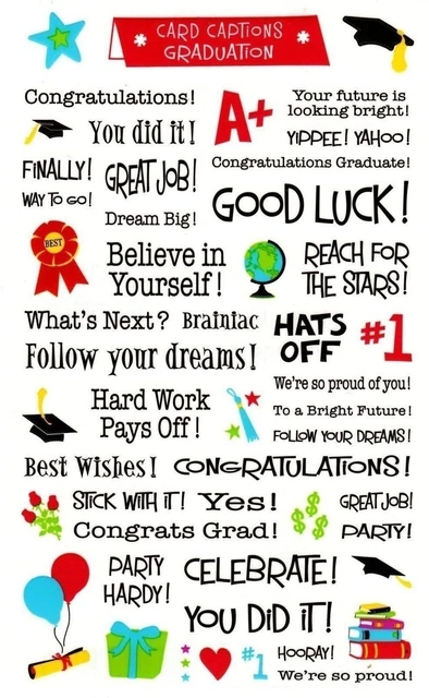 ~ GRADUATION CARD Captions Good Luck Congratulations Congrats Grossman ...