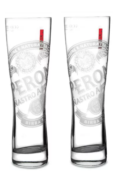 Peroni Beer Nastro Azzuro 2 x Middy Beer Glasses 320/200ml BNWOB MAN CAVE