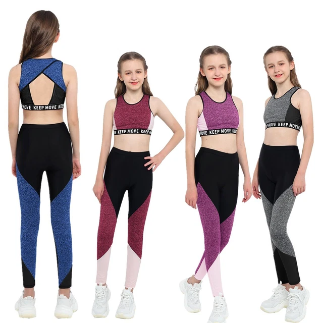 Tuta sportiva atletica per bambini 2 pezzi tuta canotta leggings per danza 2