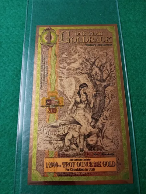 2019 Utah Goldback Note 1 Single ! NM/mint