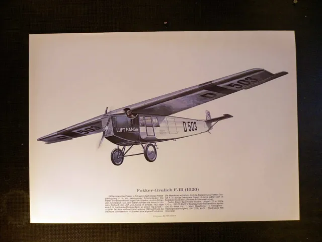 Flugzeug Kunstdruck - Fokker-Grulich F.III (1929) - Texaco