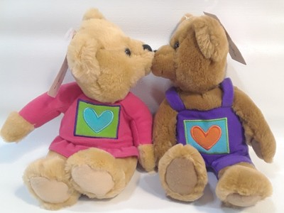 Lot New Hallmark Kiss Kiss Bears Set Magnetic Noses Hand Holding Heads Turn