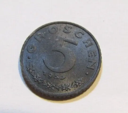 Austria 1957 5 Groschen Zinc Coin