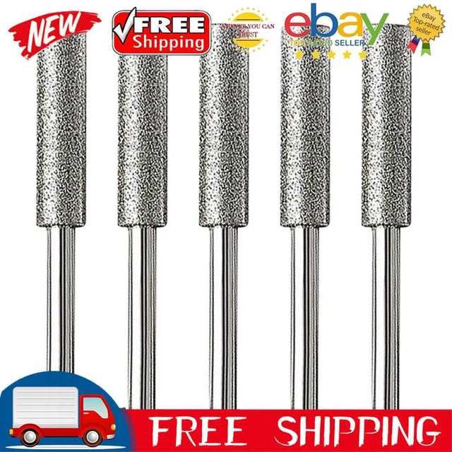 5pcs/Set Diamond Coated Grinding File Stone Heads Drill Bit (5.5mm Silver)