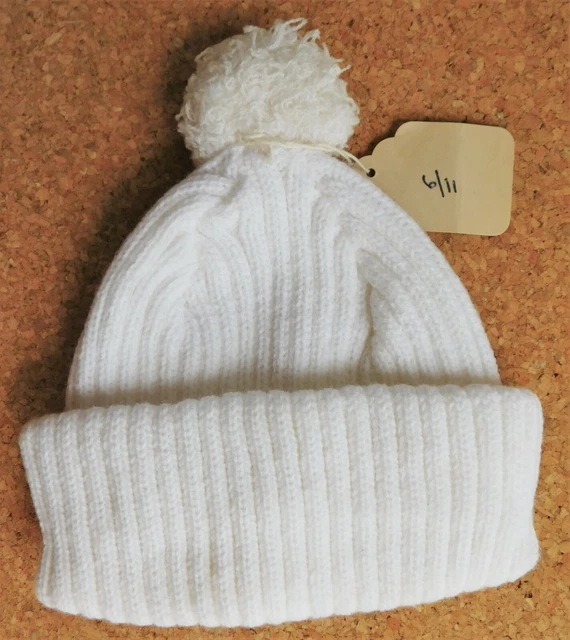 Cappello a bobble lavorato a maglia bambino vintage anni '50 '60 bambini bambino INUTILIZZATO negozio sporco