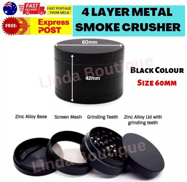 Xmas Gift 60mm BLK Layer Metal Zinc Alloy Herb Tobacco Grinder Hand Muller Smoke