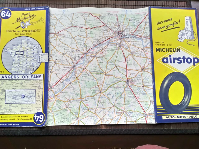 Carte Routière Michelin N°64 - Angers Orléans - 1979 - Édition 16 - Bon état