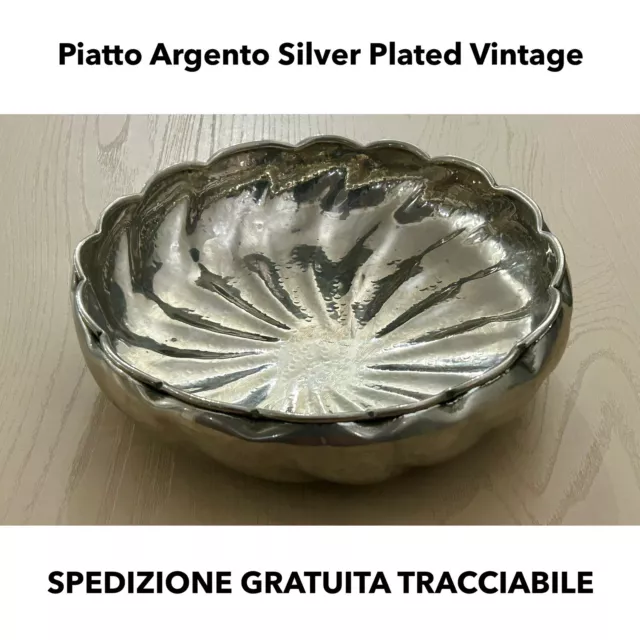 VINTAGE SILVER PLATED Centrotavola Piatto Contenitore Vintage Anni ‘60